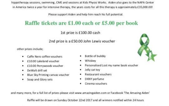 There's still time to win in the Amazing Aiden Annual Raffle